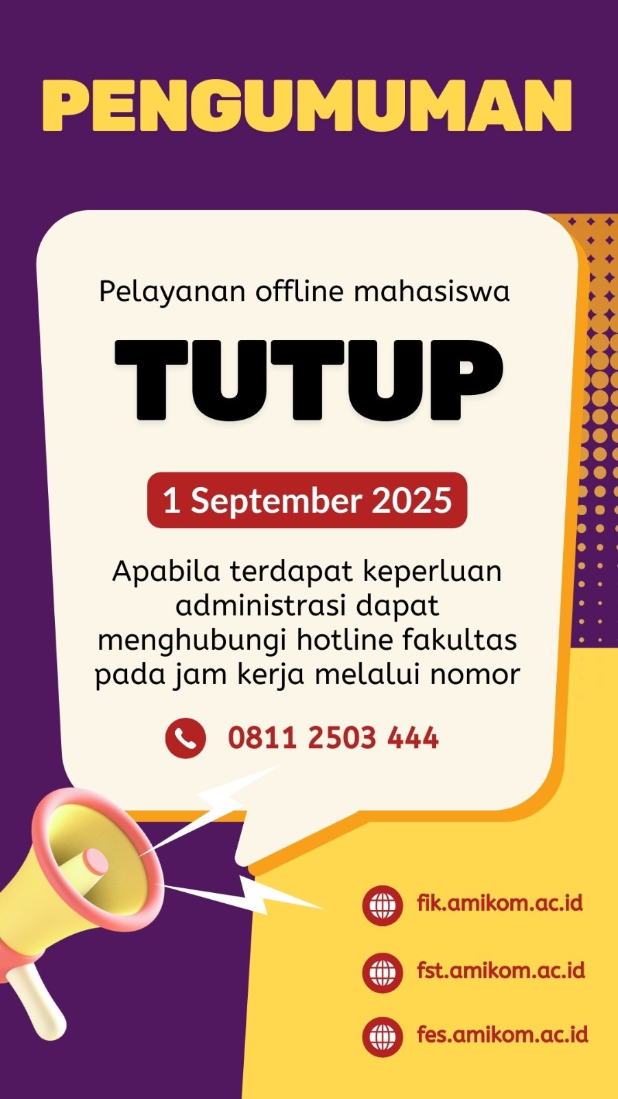 PENGUMUMAN LIBUR LAYANAN OFFLINE