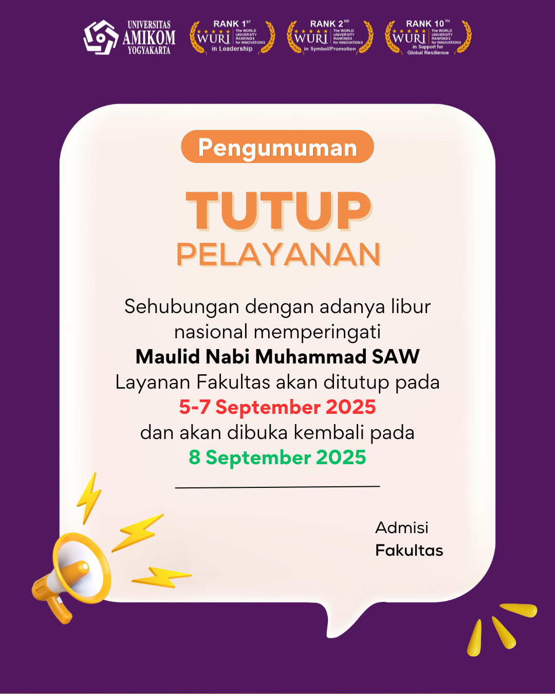 PENGUMUMAN LIBUR LAYANAN