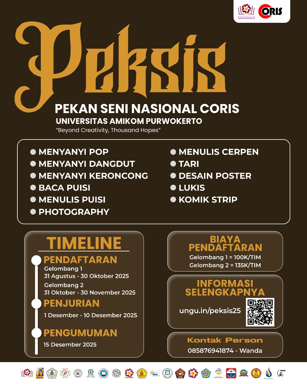 Ayo Ikuti PEKSIS 2025 – Pekan Seni Nasional CORIS “Beyond Creativity, Thousand Hopes”