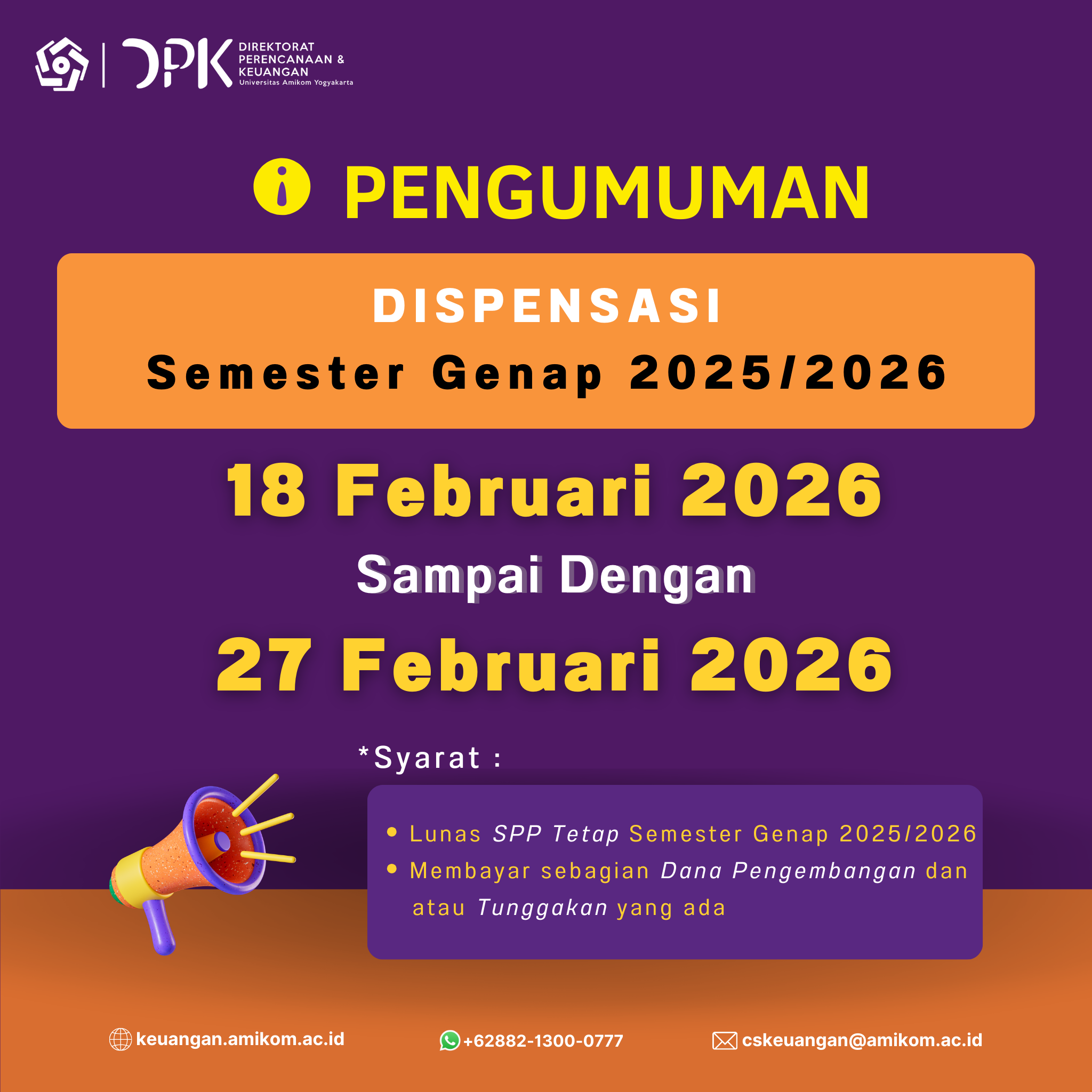 INFORMASI DISPENSASI SEMESTER GENAP 2025/2026