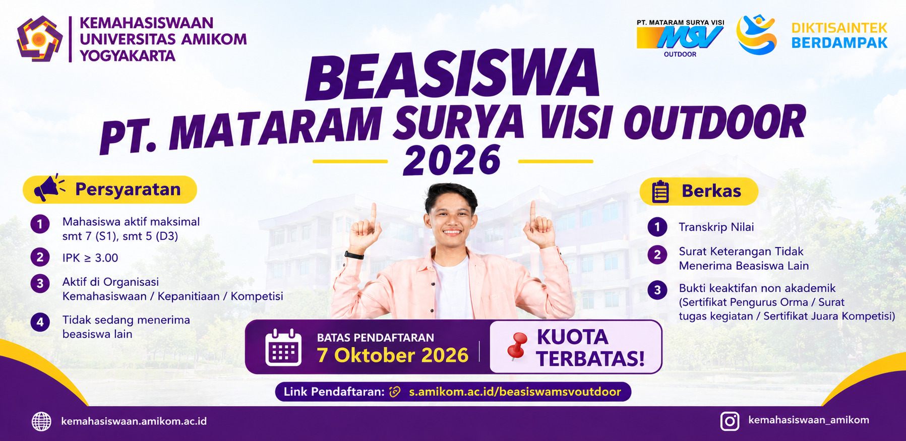 PENDAFTARAN BEASISWA PT. MATARAM SURYA VISI OUTDOOR 2026